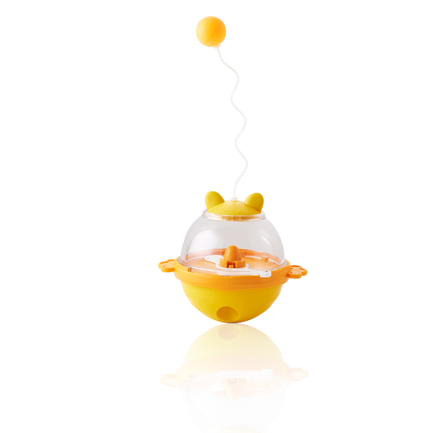 Yellow tumbler treat-dispensing enrichment toy