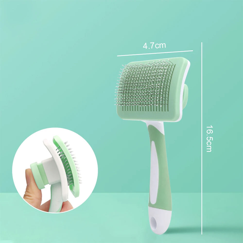 Slicker brush deshedding a cat's coat