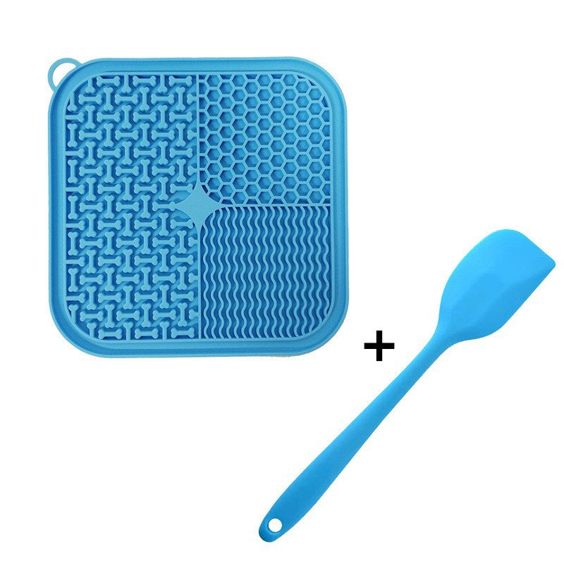 Blue dog and cat lick mat with suction base