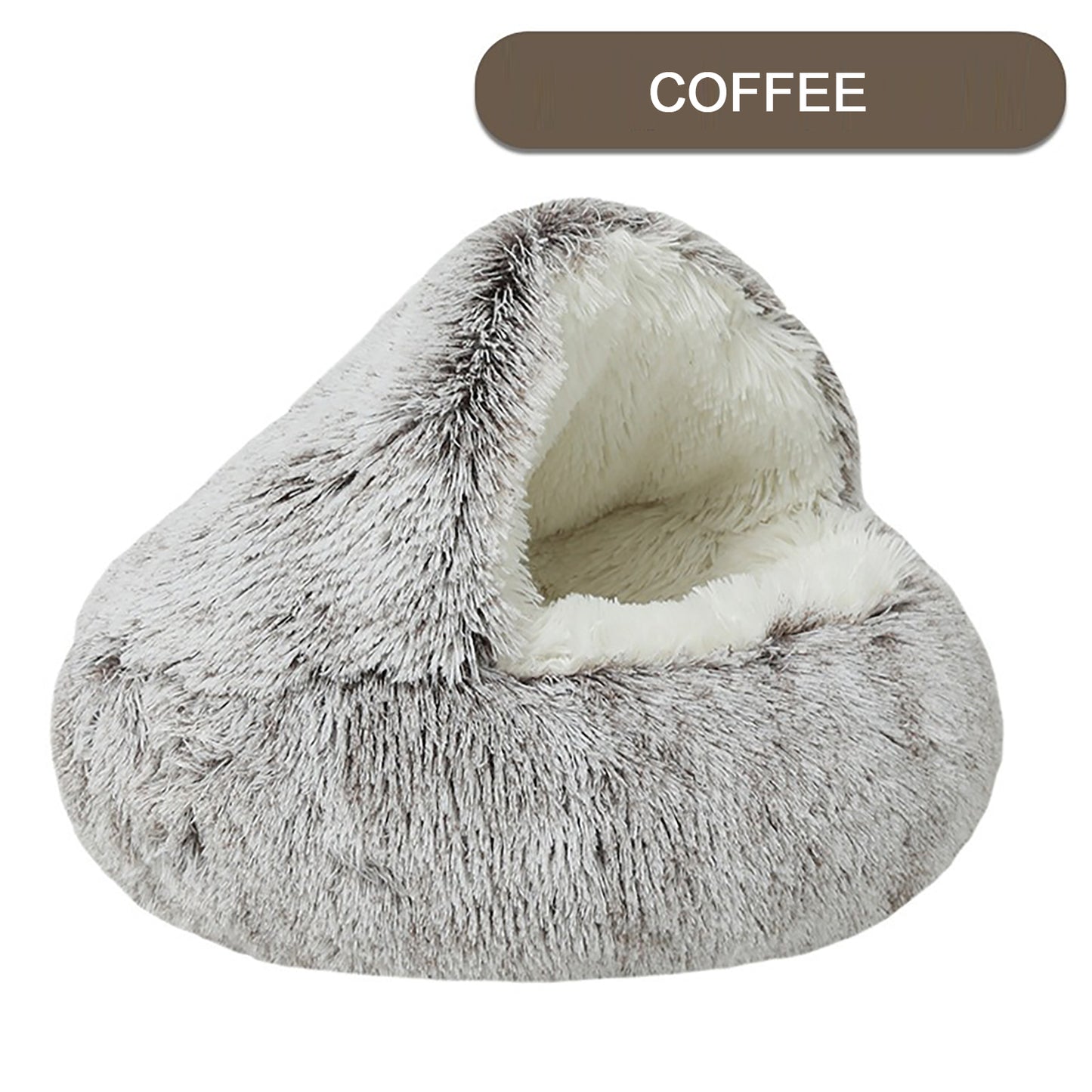 Luxurious Plush Donut Cave Bed for Cats & Small Dogs