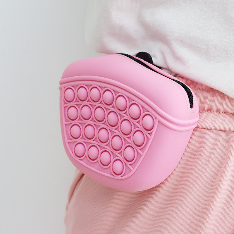 Pink food-grade silicone treat pouch for dog training