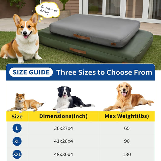 All-Terrain Inflatable Travel Bed for Dogs — Green, inflated outdoors