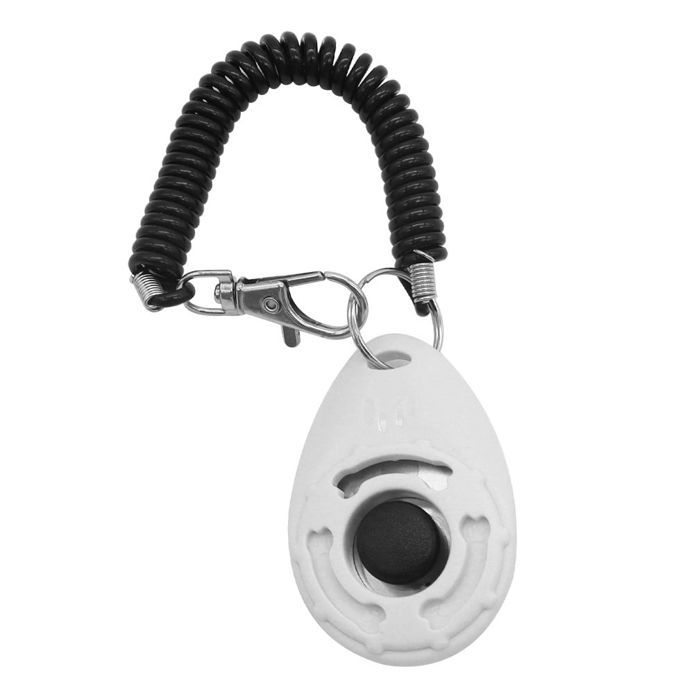 White pet training clicker with clip and keyring