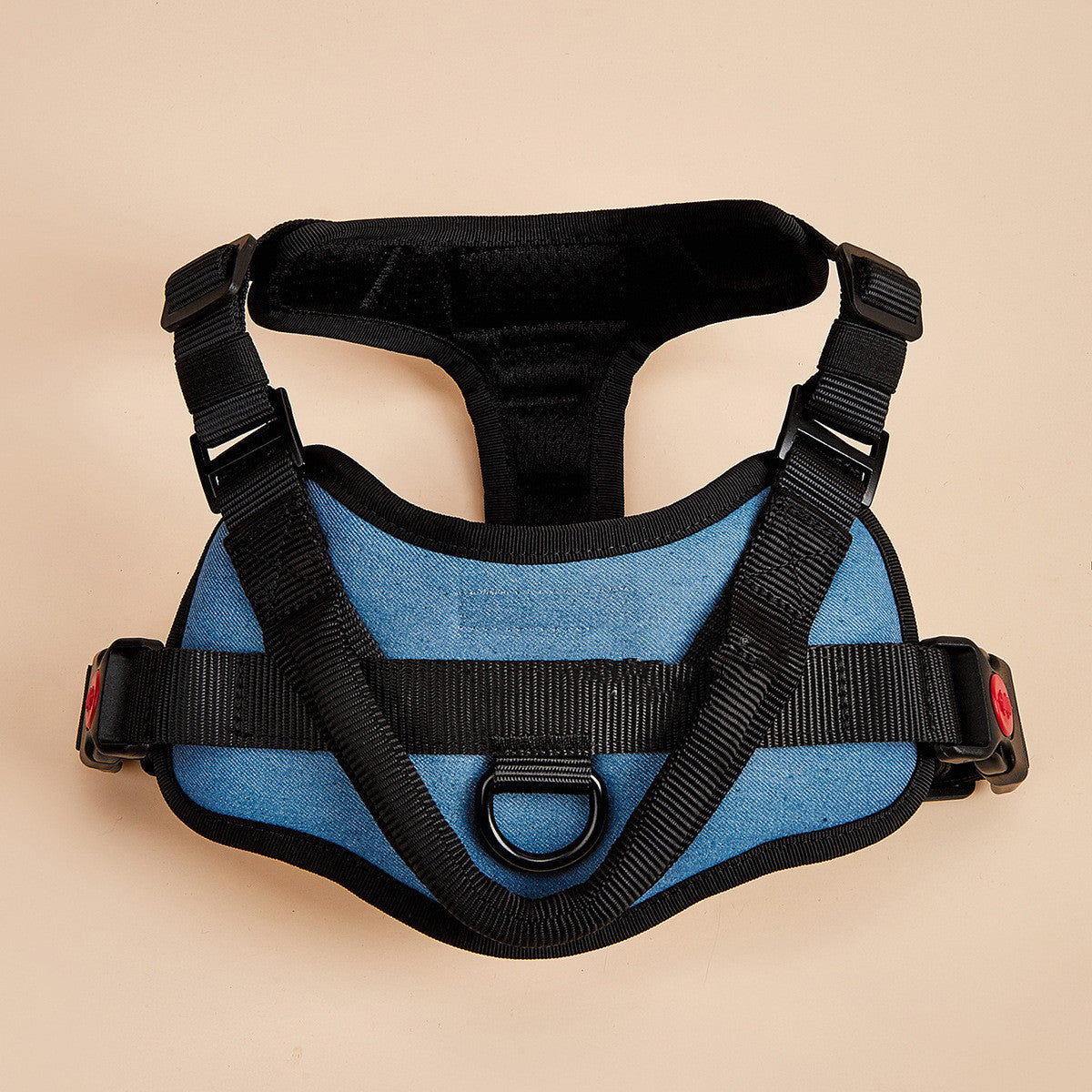 No-pull dog harness in light blue soft padded mesh vest