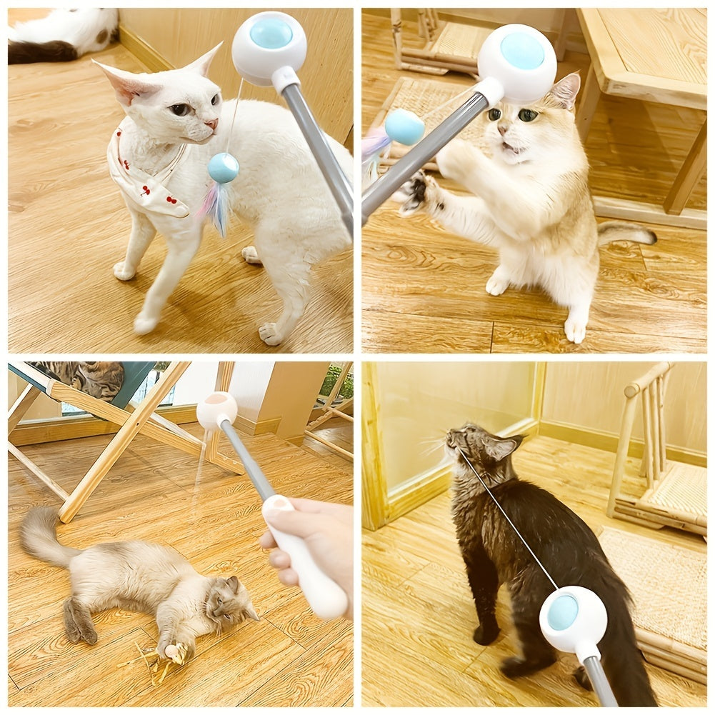 Blue and pink cat teaser wands with bell