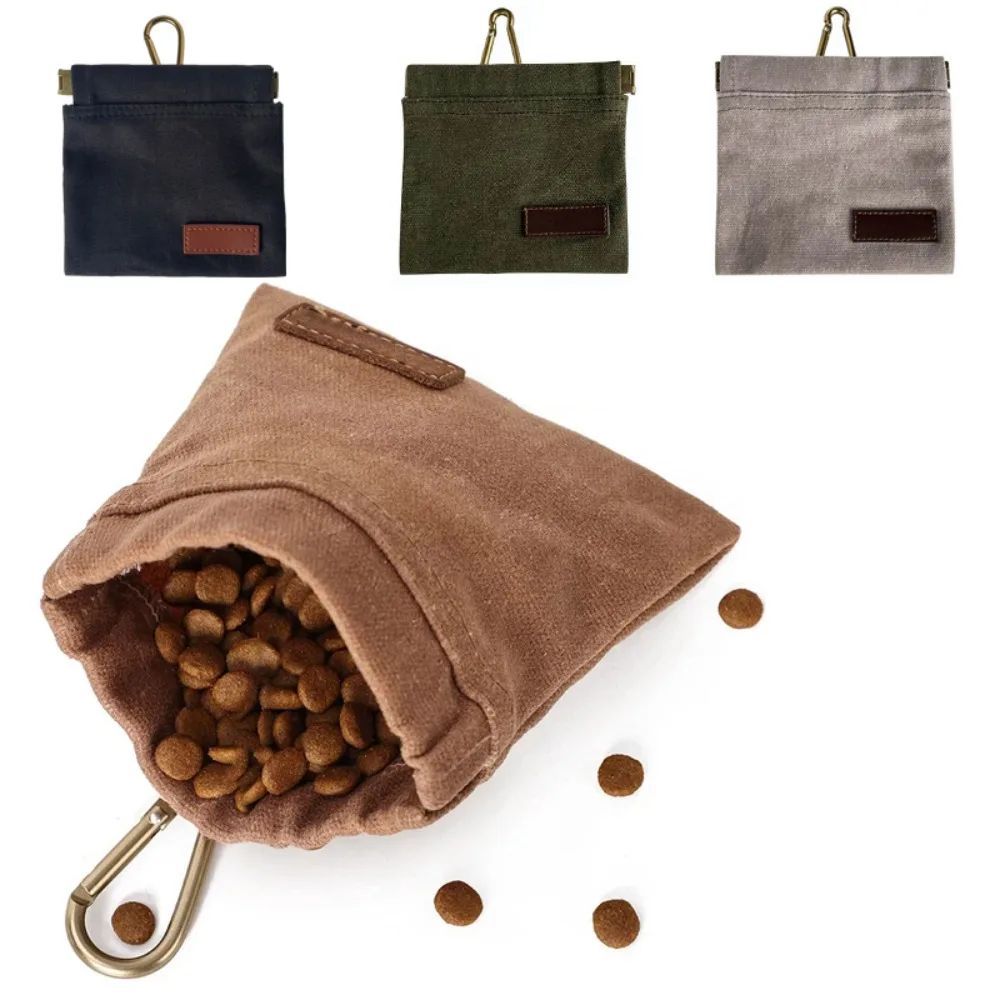 Durable waxed canvas treat bag wide opening