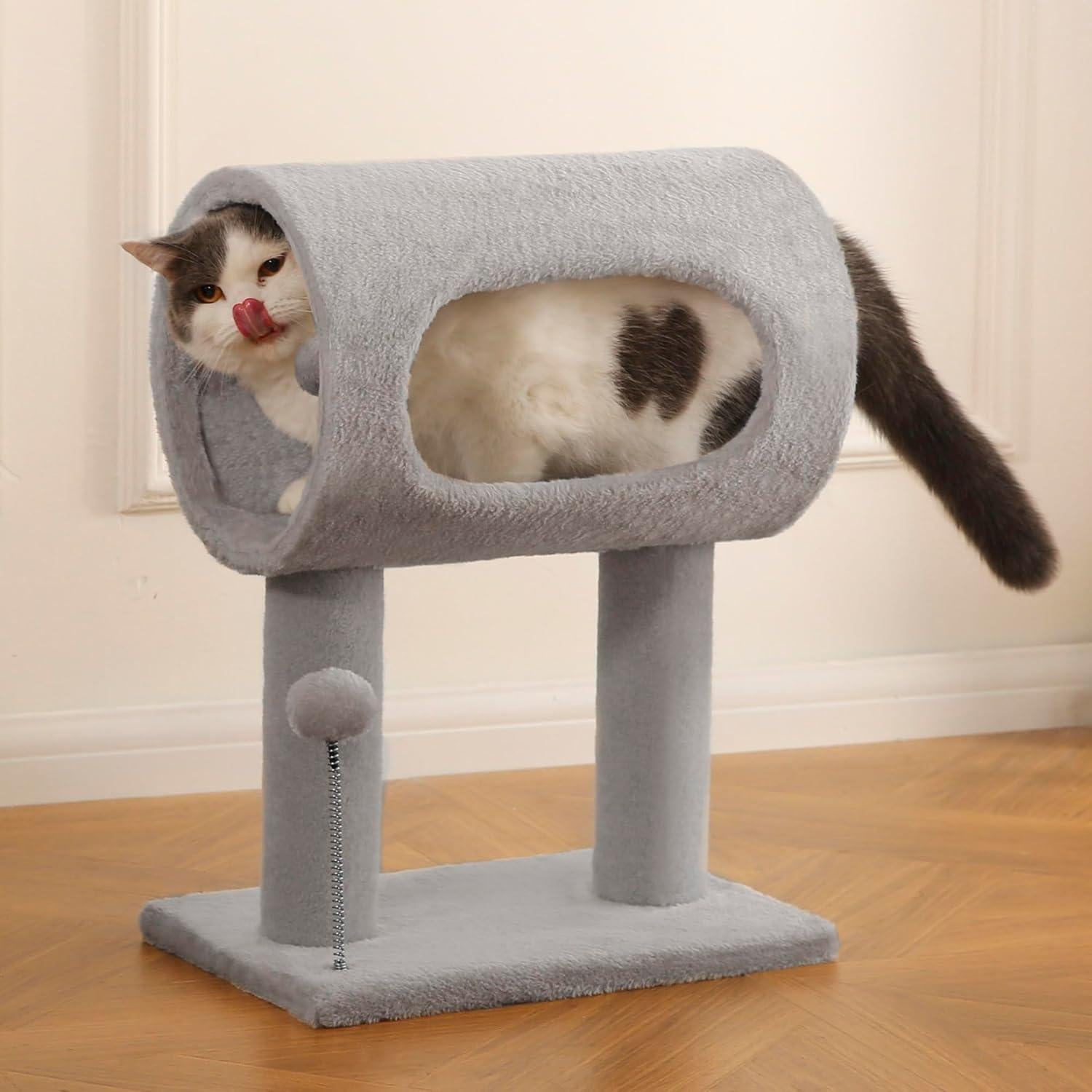 Cat tunnel with peep window for secure napping
