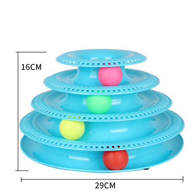 Blue interactive cat ball tower spinning toy