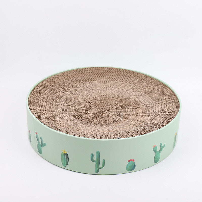 Durable corrugated cat scratch bowl that doubles as a bed