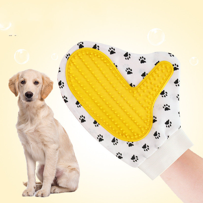 Soft silicone tips on pet grooming glove for gentle massage