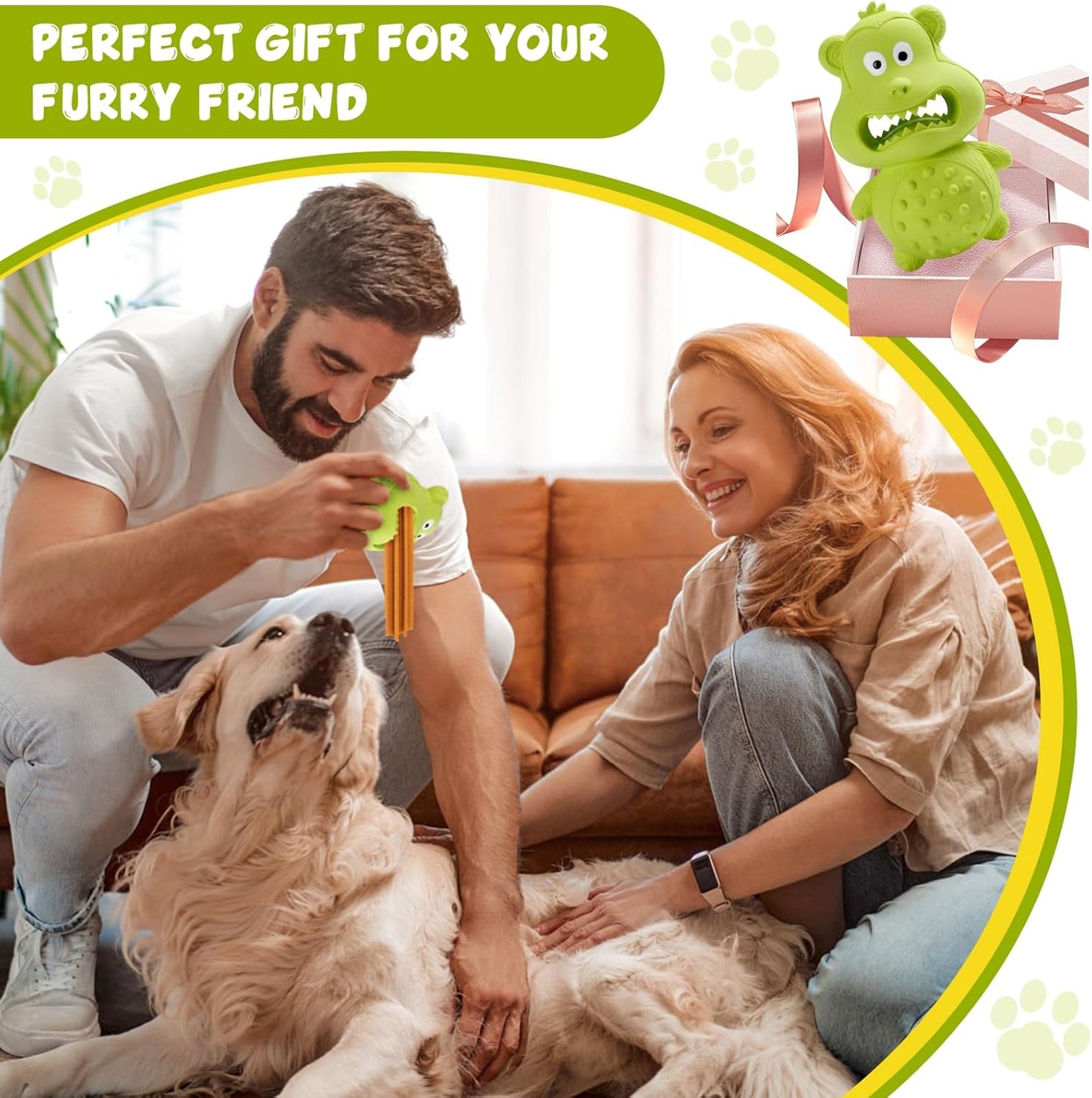 Dog chewing a durable natural rubber toy
