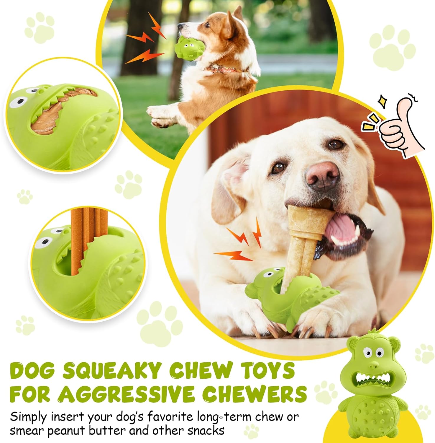 Green durable rubber dog chew toy