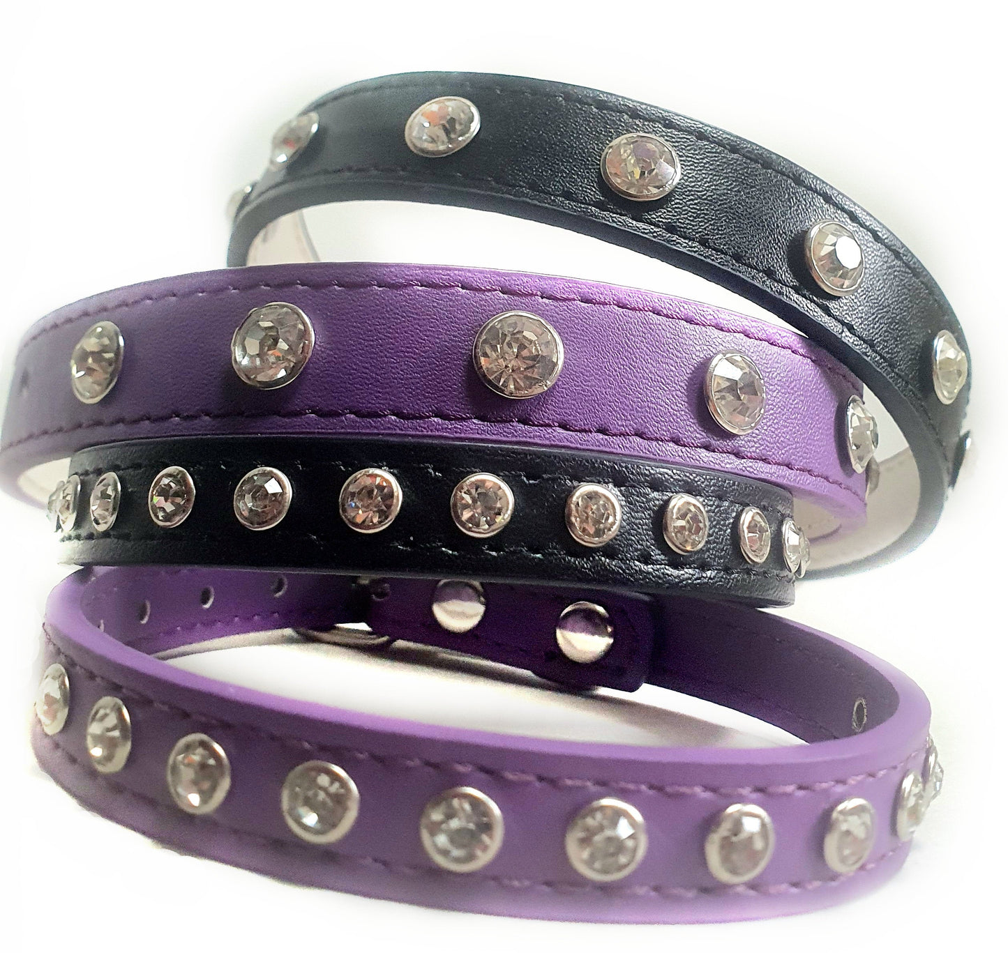 Royalty crystal dog collar in black and purple