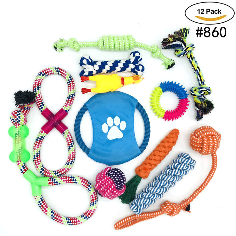 12-piece dog rope toy bundle durable chew and tug set