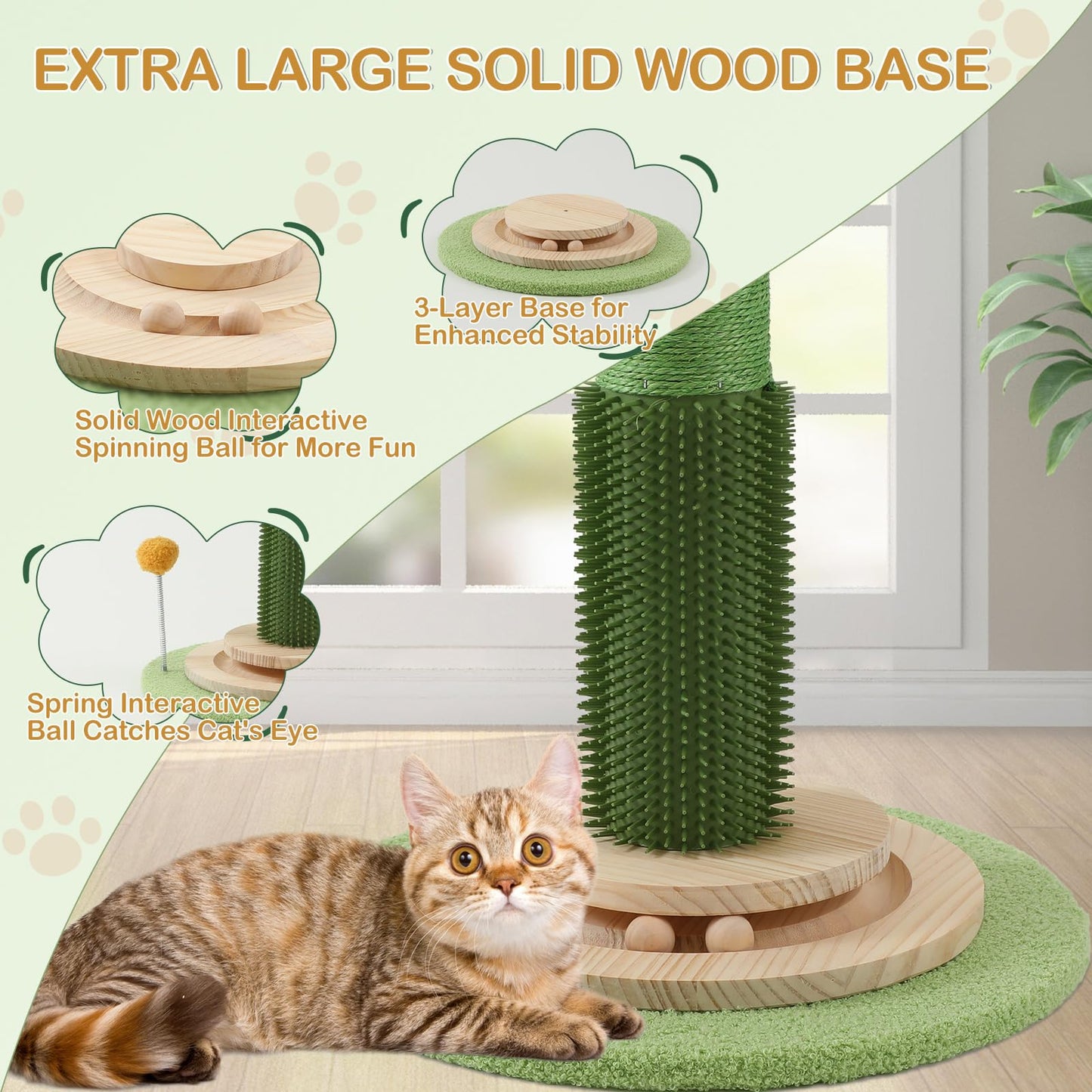 Cat scratching post with dangler teaser toys