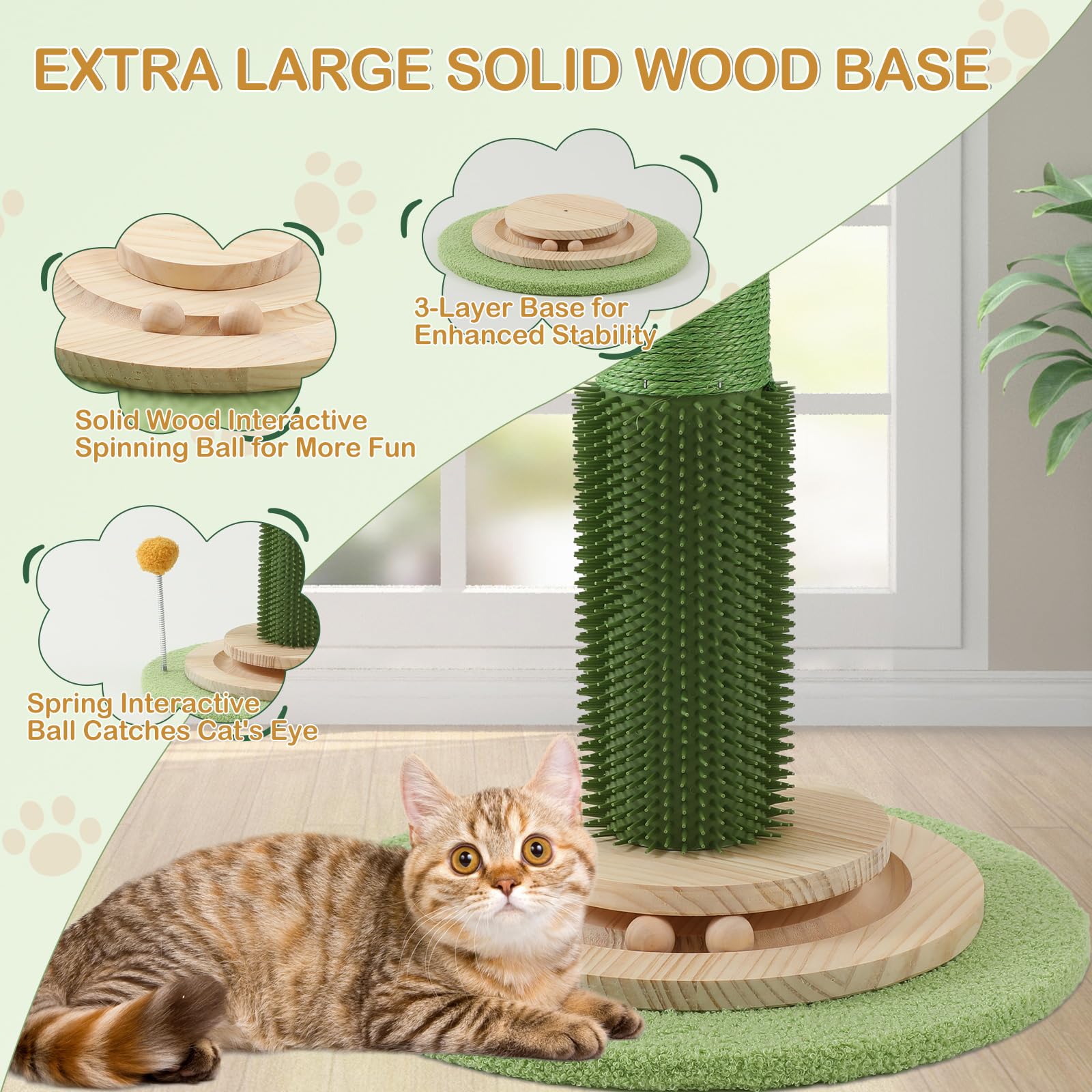 Cat scratching post with dangler teaser toys