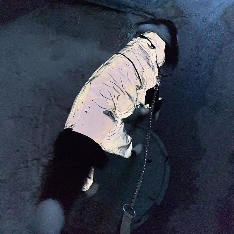 Dog raincoat reflective shell close-up