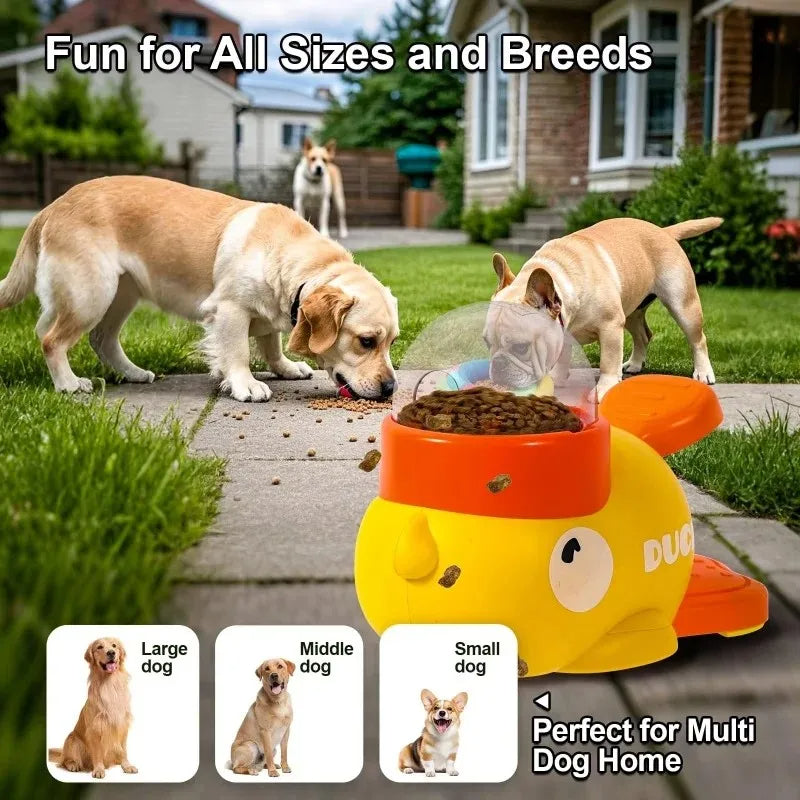 No-battery treat-dispensing puzzle feeder for dogs