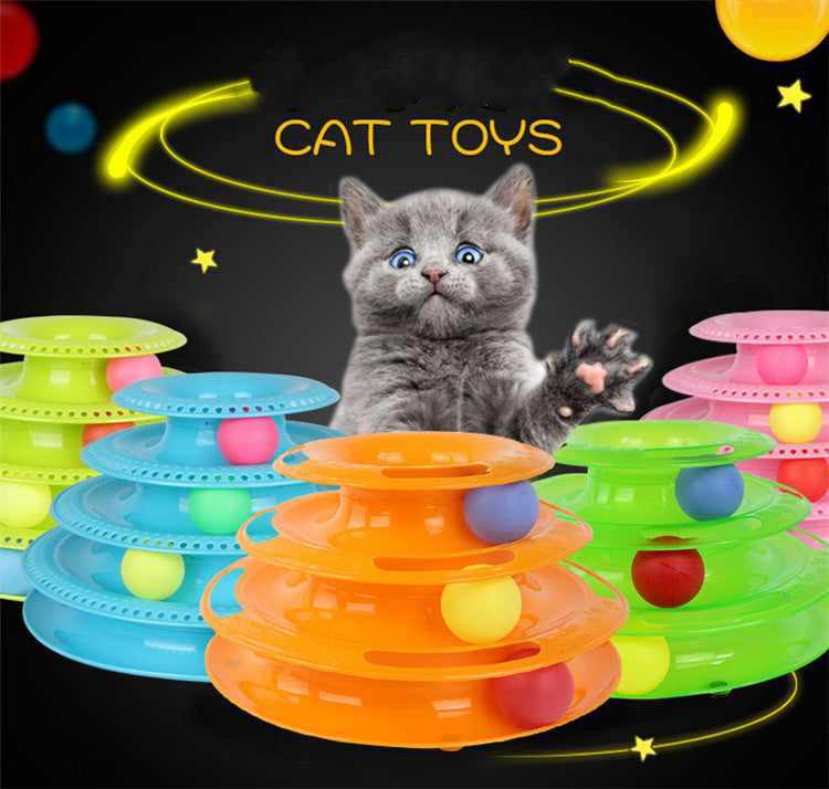 4-layer cat ball track tower interactive turntable toy