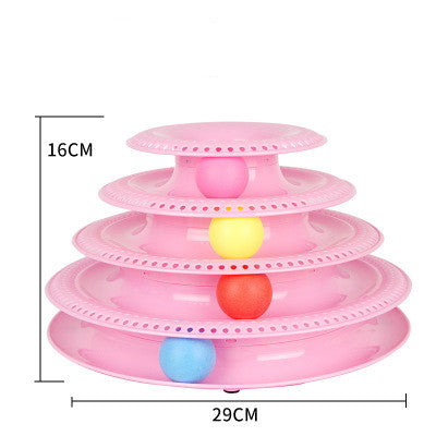 Pink 4-layer cat ball track turntable toy