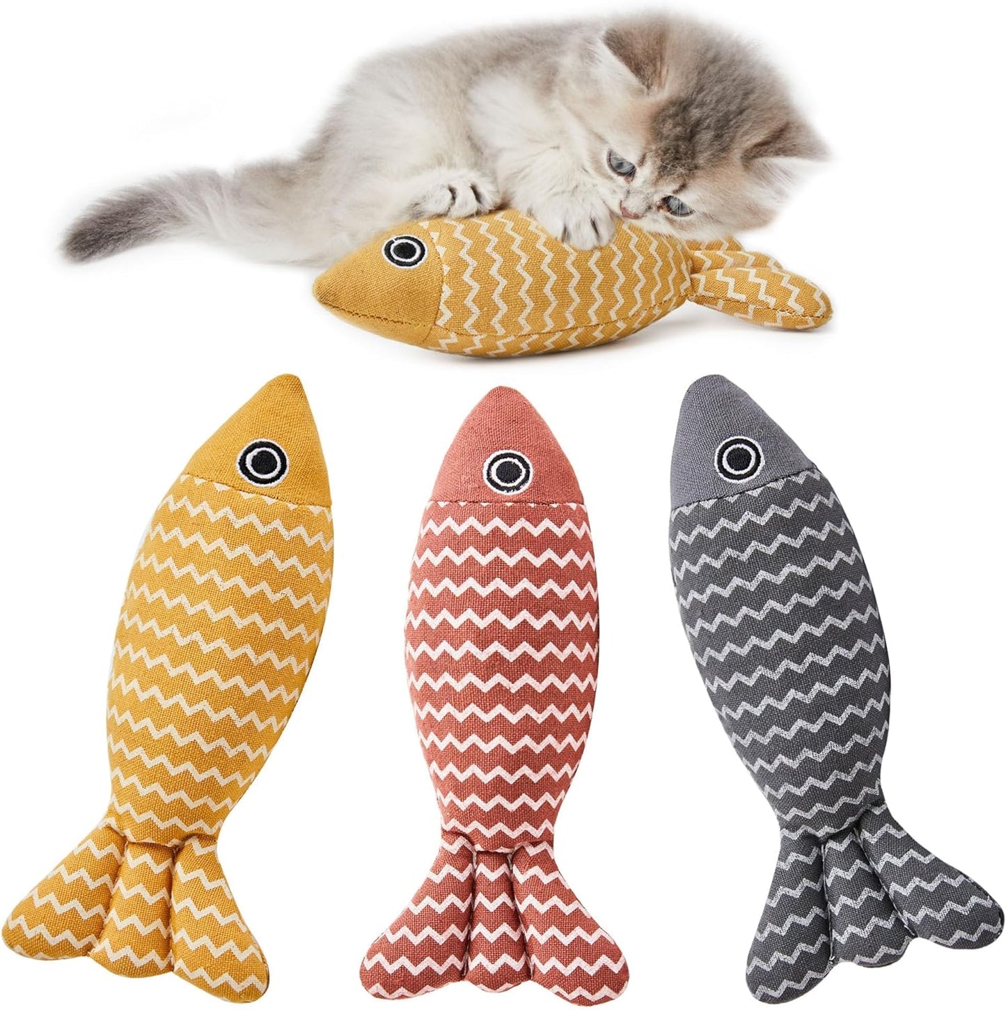 Catnip kicker fish cat toy interactive self-play set