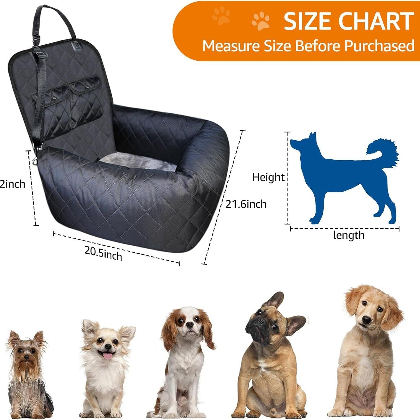 Padded non-slip pet car seat protector for dogs