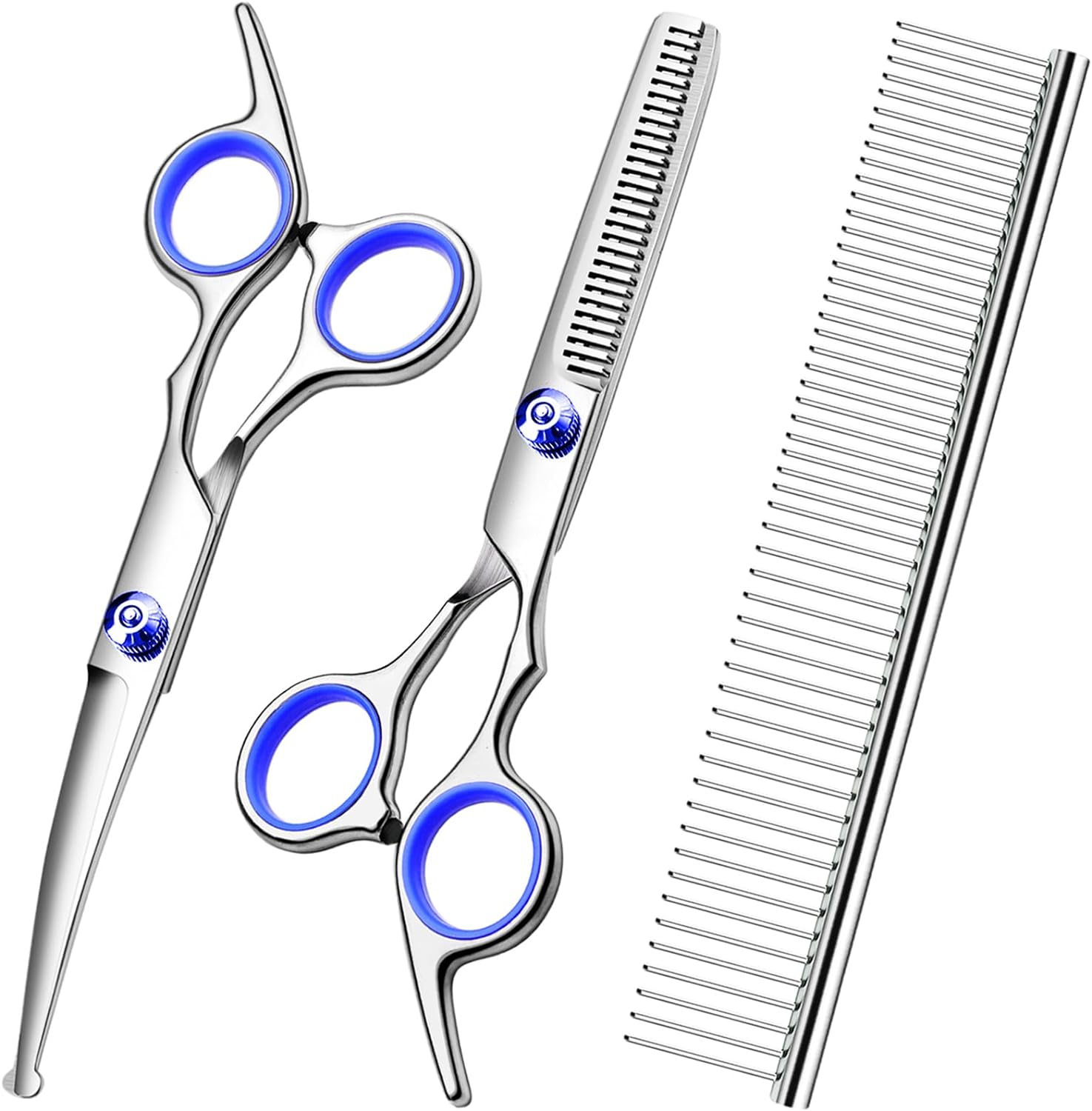 Blue pet grooming scissors kit