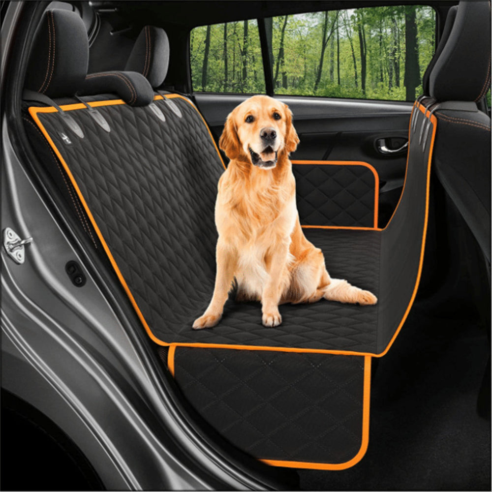 Dog car seat cover fitted in vehicle