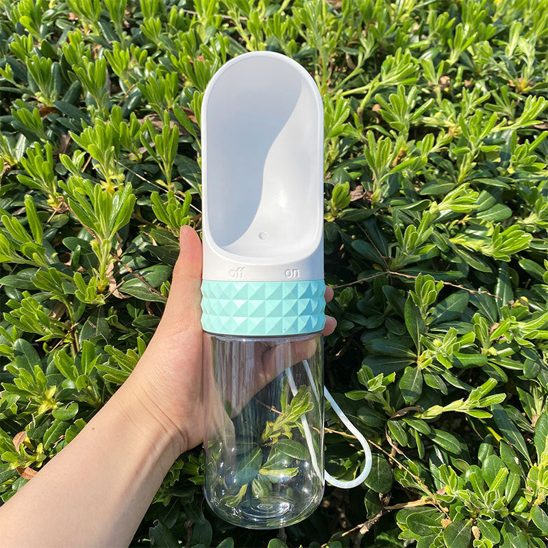 Green leak-proof dog drinking bottle for hikes