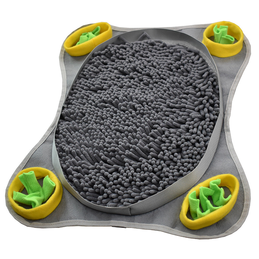 Dog foraging in snuffle mat