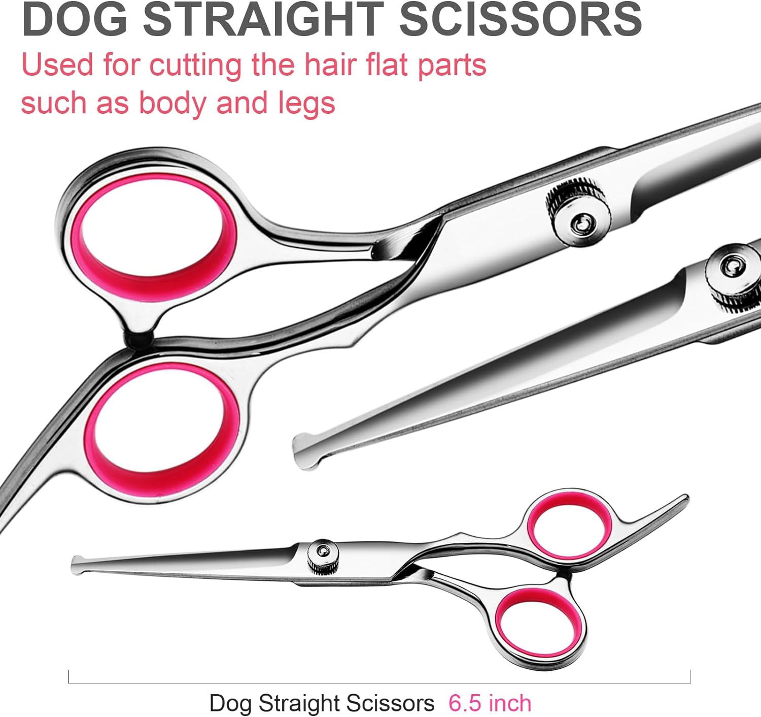Pet grooming kit with thinning shears and curved scissors