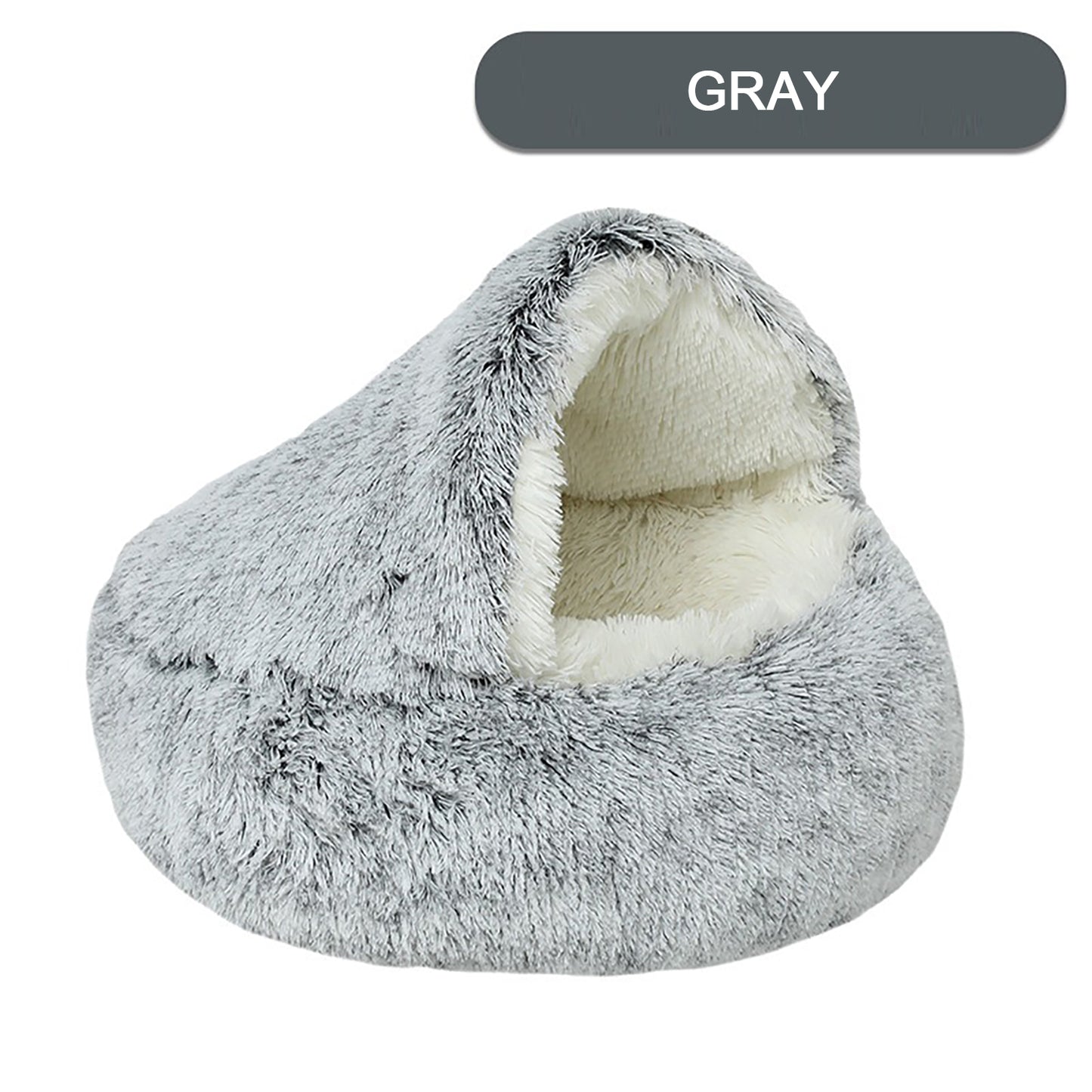 Luxurious Plush Donut Cave Bed for Cats & Small Dogs