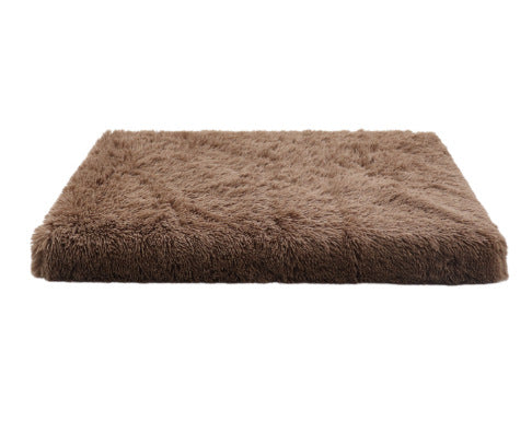 Brown deep-sleep plush dog bed