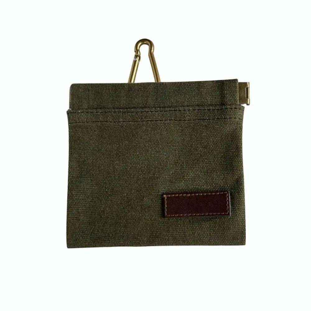 Green waxed canvas treat pouch for dog training