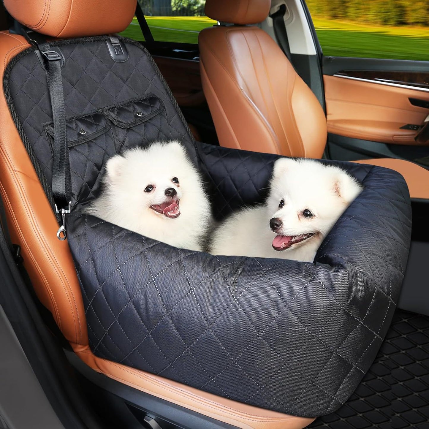Black waterproof car seat protector for pet travel
