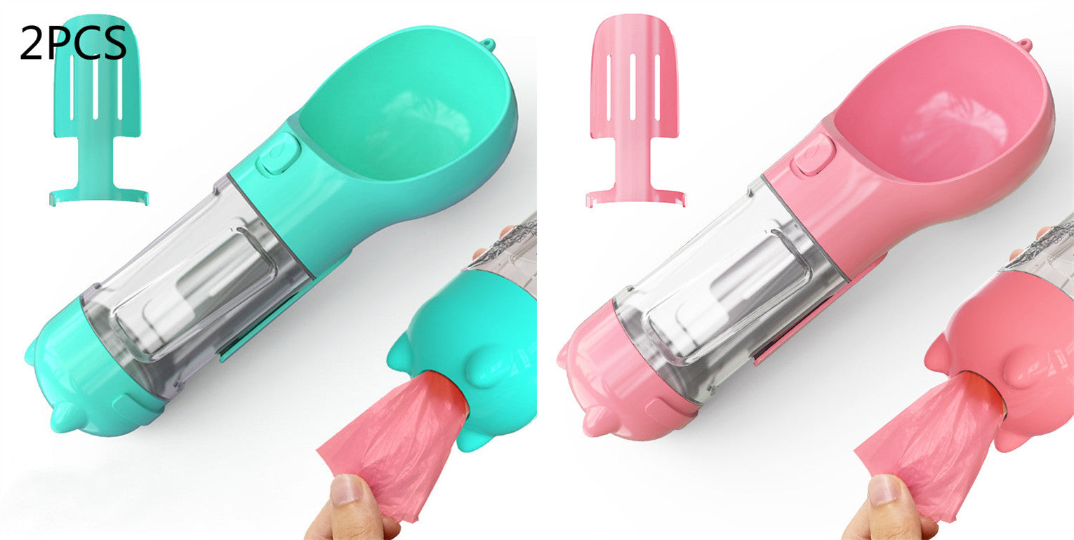 Travel bottle with poo bag dispenser