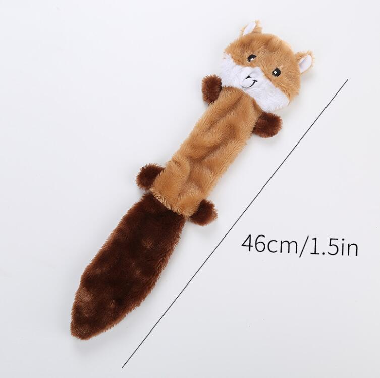 Brown squirrel no-stuffing dog chew toy