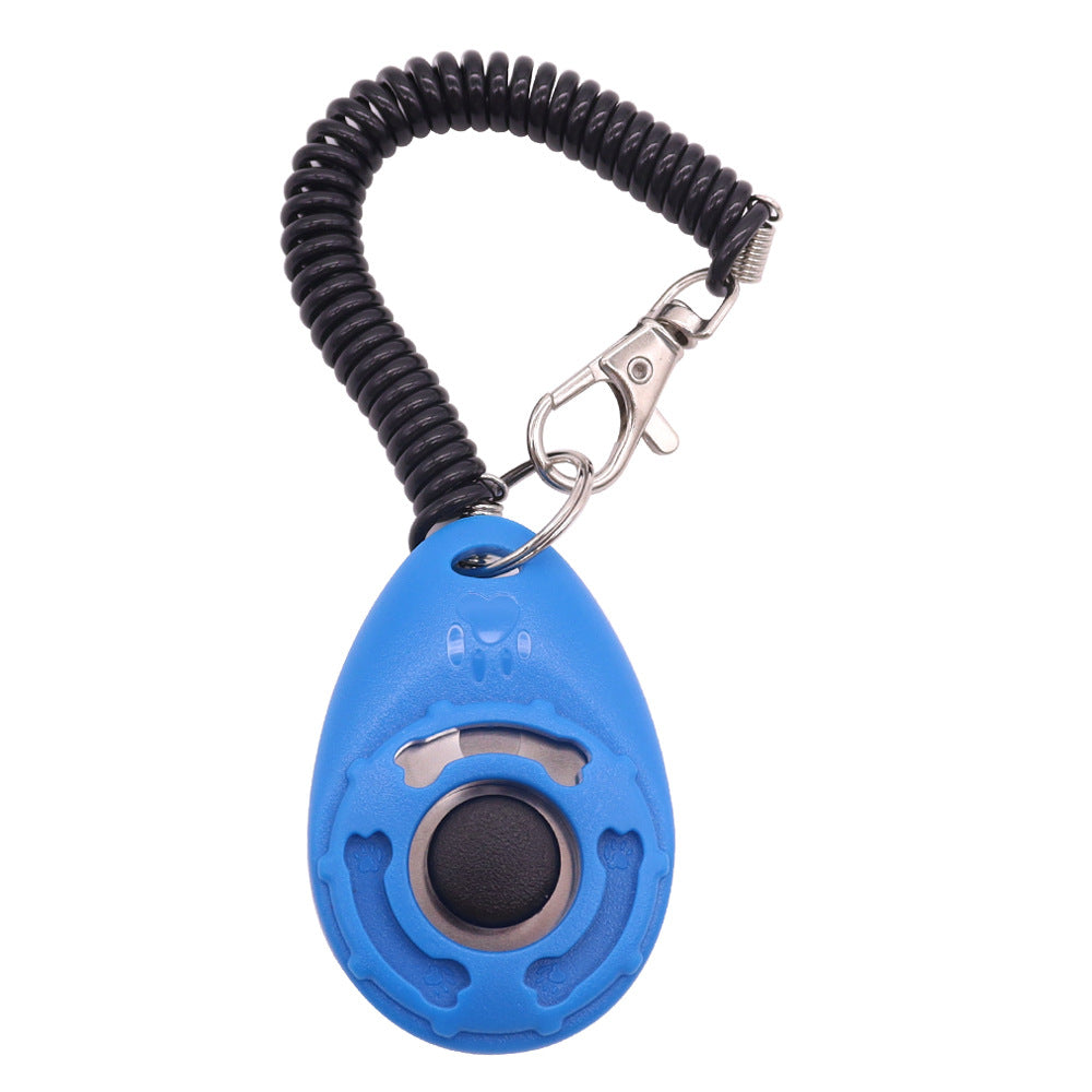 Blue training clicker with spring wrist coil