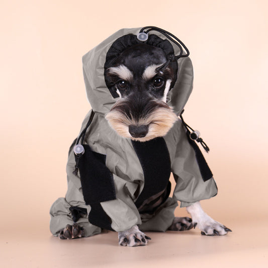 Tactical Reflective Waterproof Dog Raincoat on dog outdoors