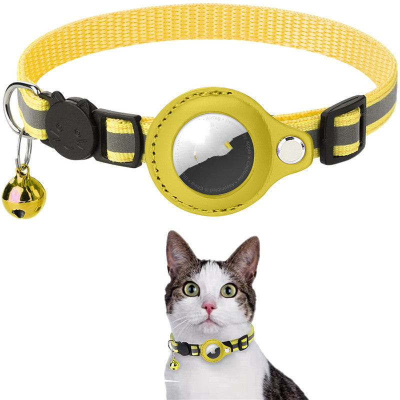 Reflective AirTag safety collar, yellow