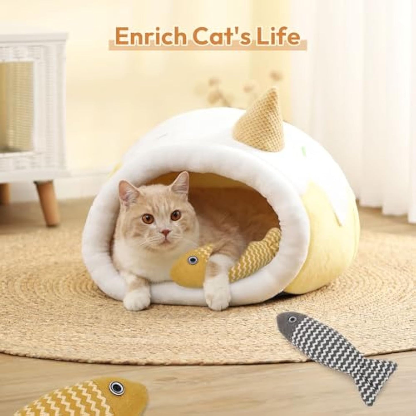 Durable catnip fish toy for indoor cats