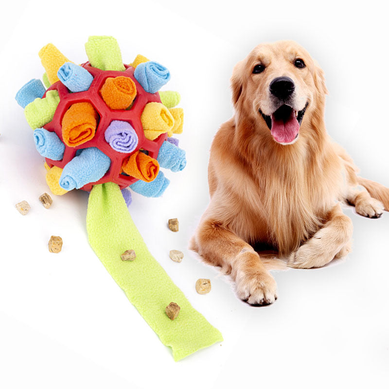 Pawventure snuffle foraging ball fleece enrichment toy for dogs