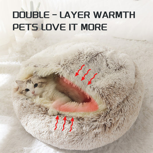 Luxurious Plush Donut Cave Bed for Cats & Small Dogs