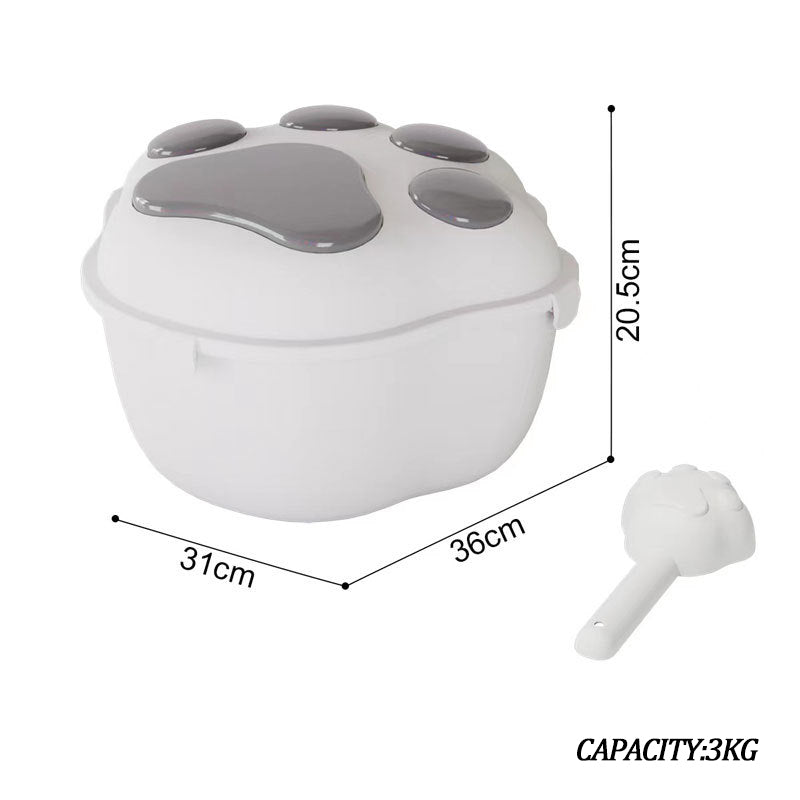 Grey airtight dog food container with scoop