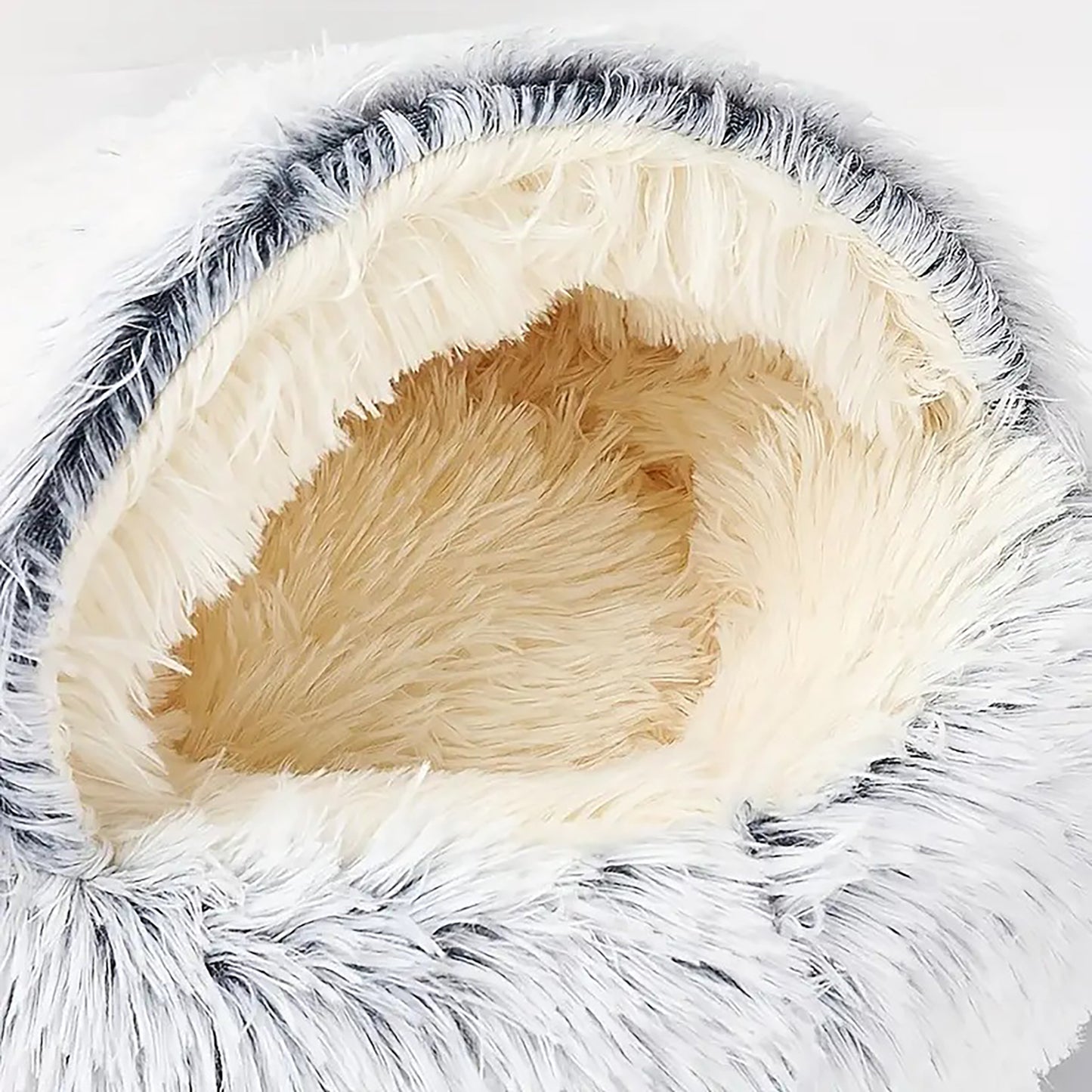 Luxurious Plush Donut Cave Bed for Cats & Small Dogs