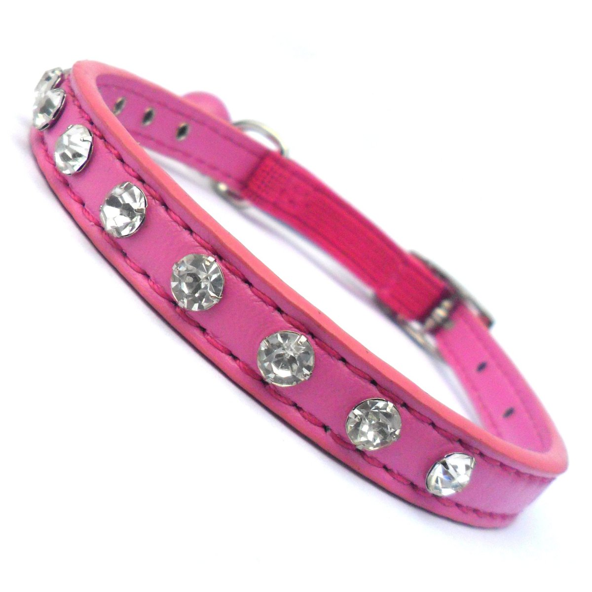 Pink crystal cat collar with safety stretch and bell