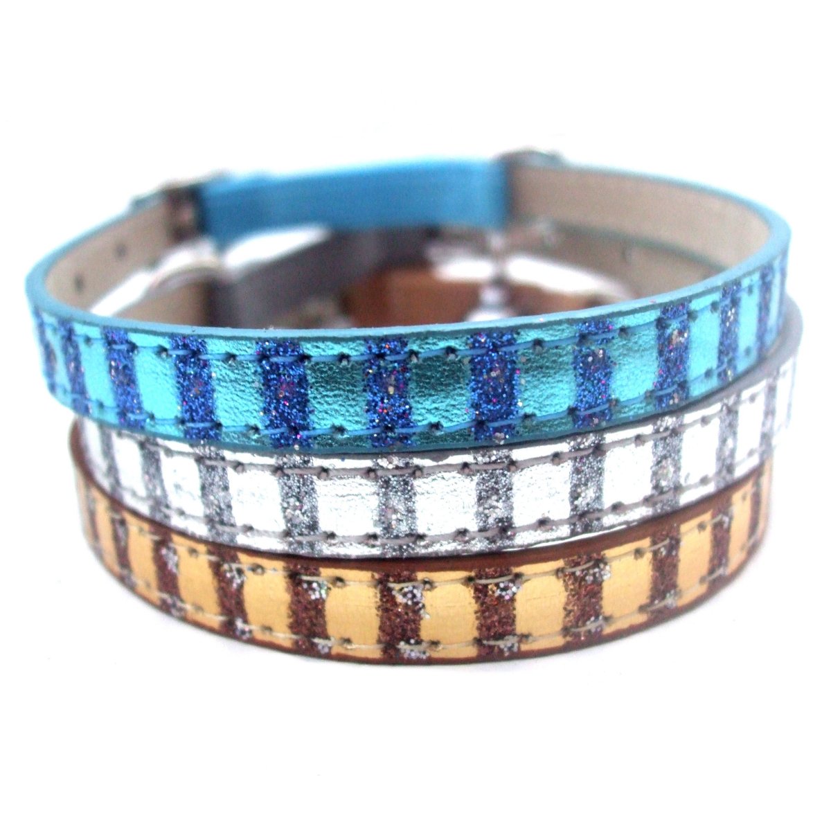 Luxor metallic kitten collars in gold, silver and blue
