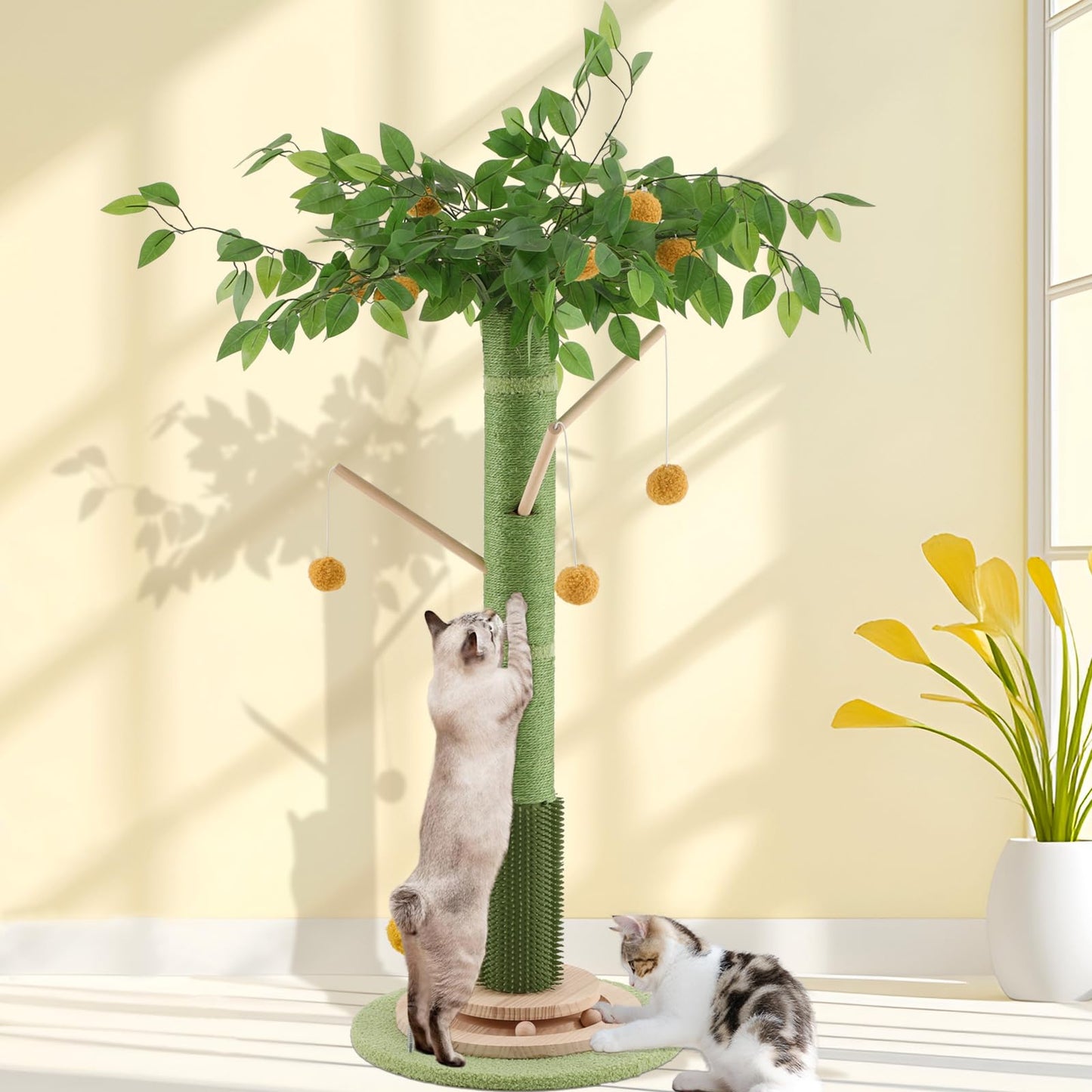 Pawventure tall sisal cat scratching post with wood base