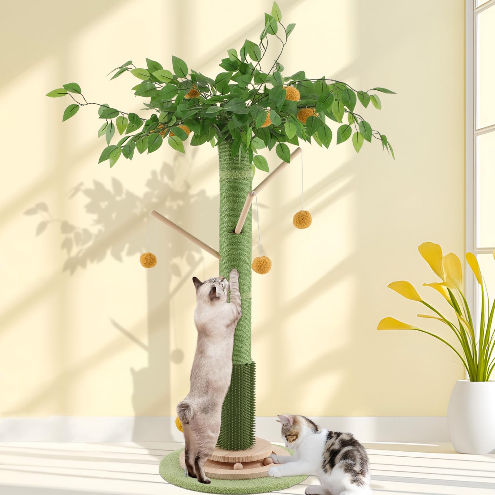 Pawventure tall sisal cat scratching post with wood base