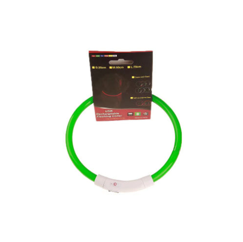 Green light-up dog collar with three flashing modes